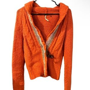 Orange Free People tribal hooded sweater/cardigan SIZE LARGE